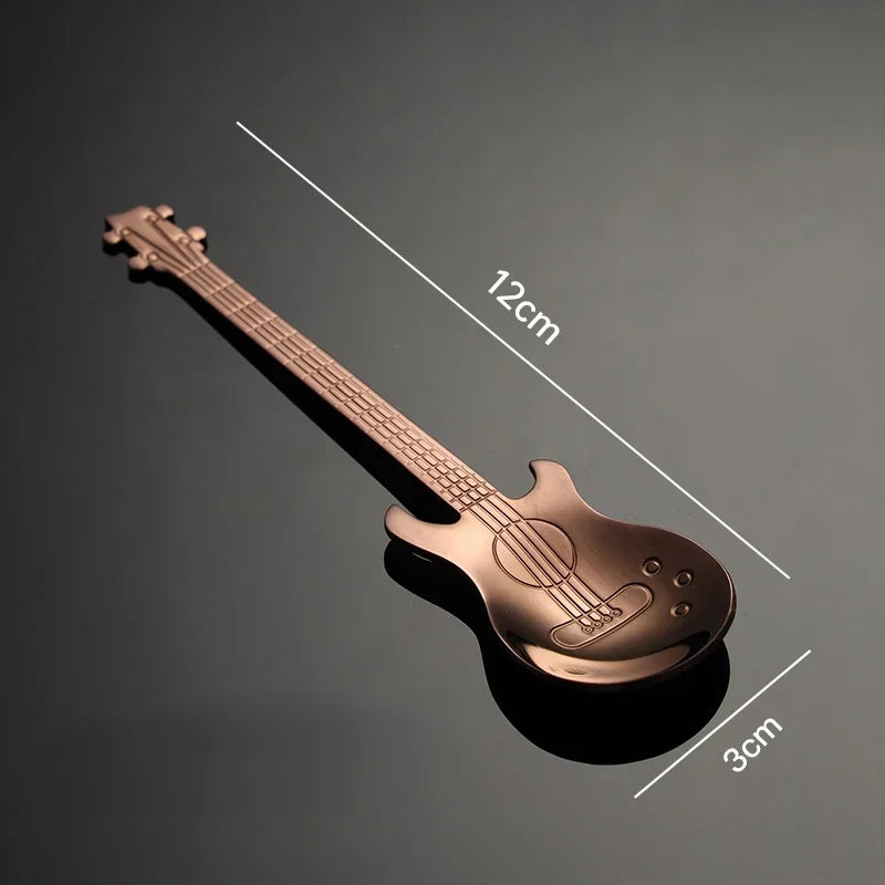 1/5Pcs Stainless Steel Guitar Shaped Coffee Spoons Teaspoon Stirring Spoon Dessert Tools for Coffee Tea Kitchen Accessories