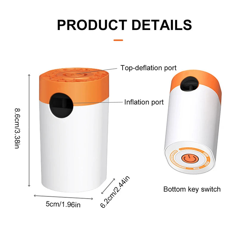 2 in 1 Tiny Dry Battery Air Pump Wireless Air Compressor Camping Inflate Deflate Pump for Indoor/Outdoor Inflatable Equipment