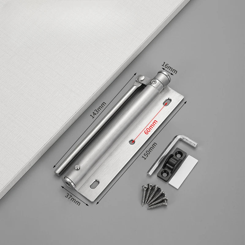 1pc Lightweight Stainless Steel Automatic Door Closer Device Is Quiet And Suitable For Residential Use With Screw Accessories