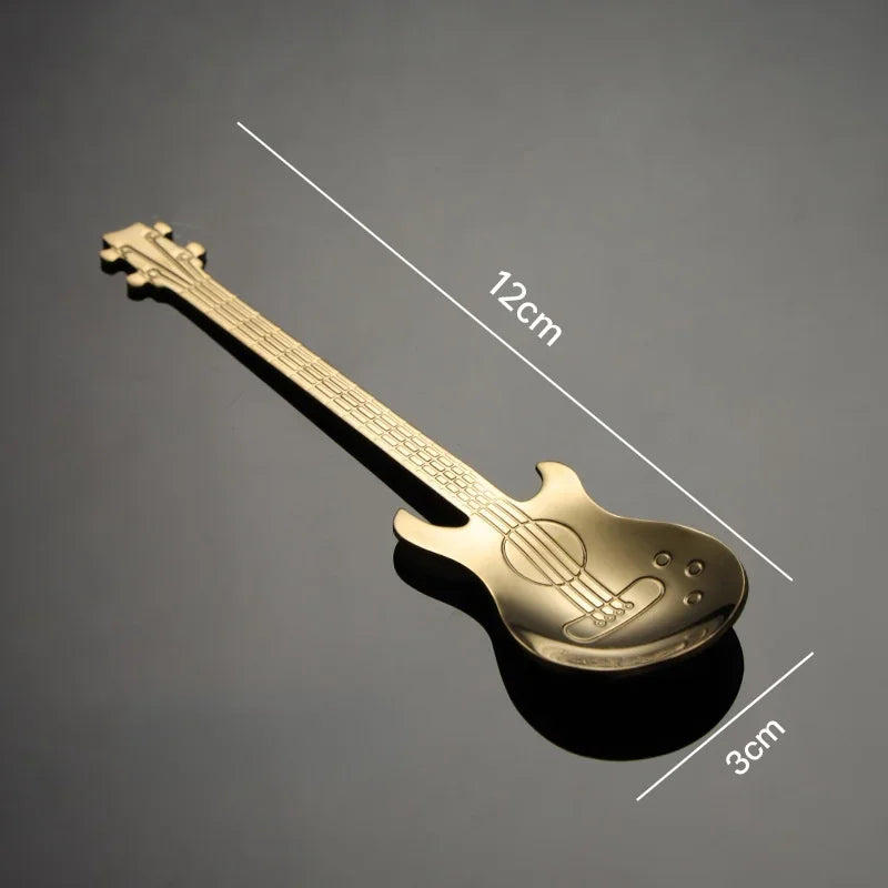 1/5Pcs Stainless Steel Guitar Shaped Coffee Spoons Teaspoon Stirring Spoon Dessert Tools for Coffee Tea Kitchen Accessories