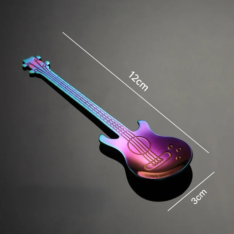 1/5Pcs Stainless Steel Guitar Shaped Coffee Spoons Teaspoon Stirring Spoon Dessert Tools for Coffee Tea Kitchen Accessories